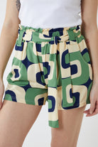 Abstract Belted Shorts Shorts WearAll