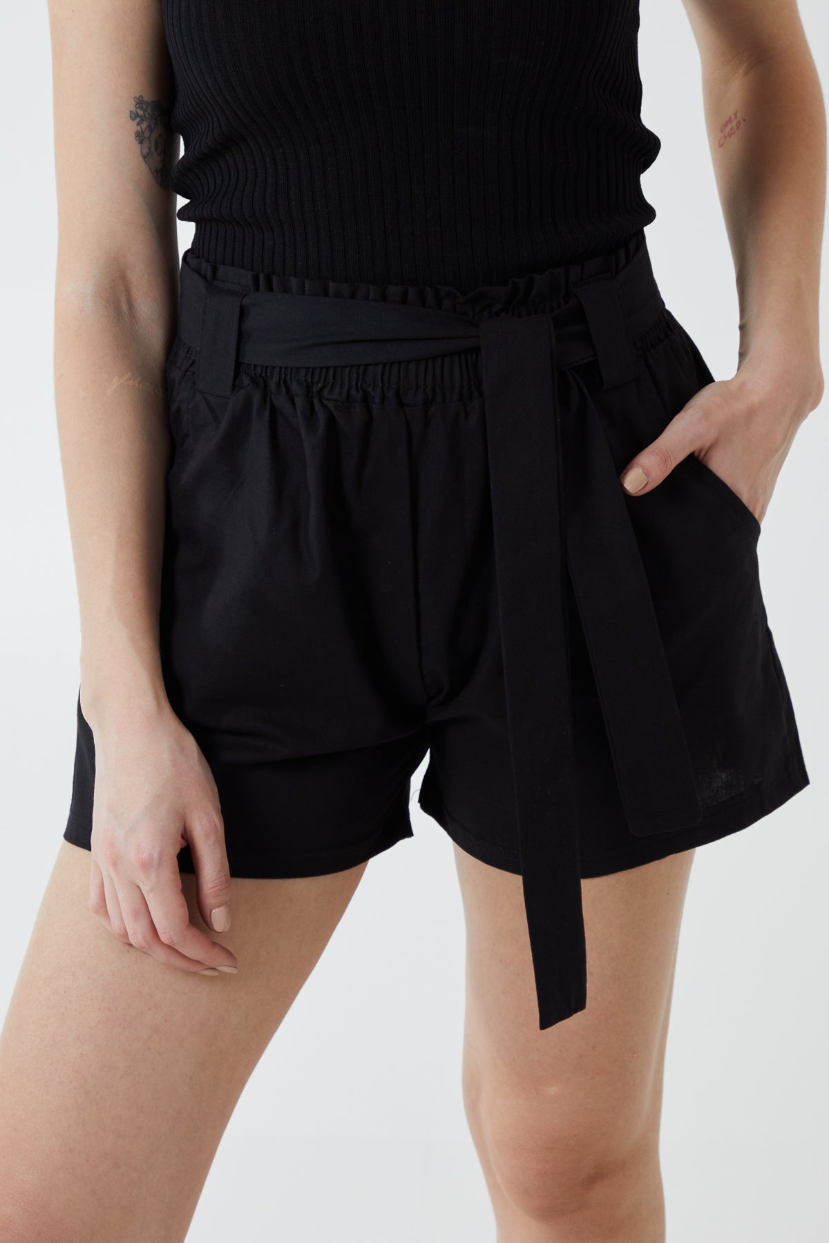 Paper Bag Waist Belted Shorts Shorts WearAll