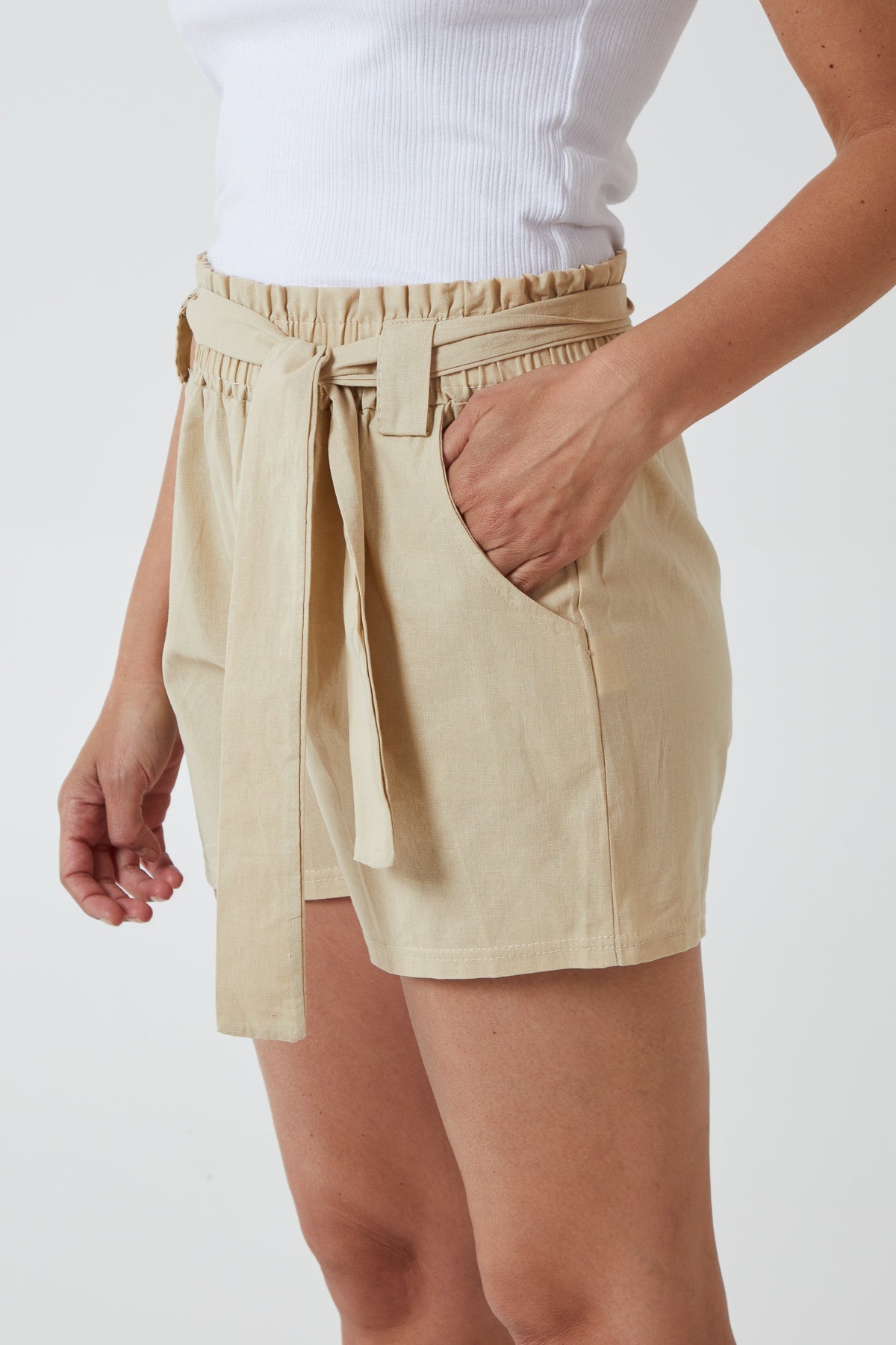 Paper Bag Waist Belted Shorts Shorts WearAll