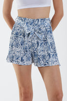 Paisley Pleated Tie Shorts Shorts WearAll Blue Small