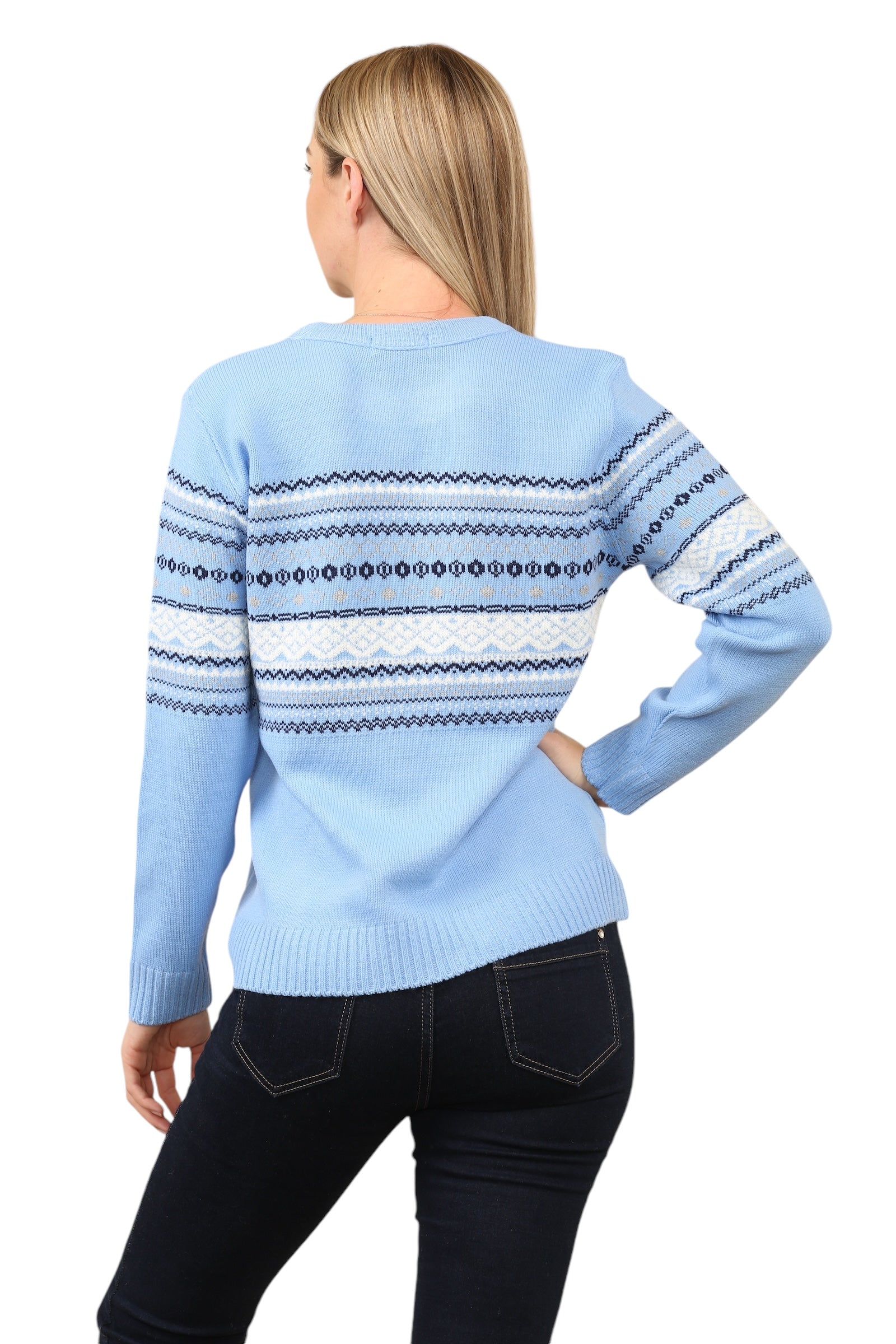 Jacquard Knitted Jumper Striped Sweater Top Jumper WearAll