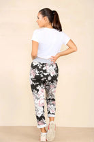 Italian Floral Print Drawstring Cotton Joggers Trouser WearAll