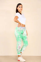 Plus Sise Italian Floral Print Drawstring Cotton Joggers Trousers WearAll