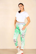 Plus Sise Italian Floral Print Drawstring Cotton Joggers Trousers WearAll