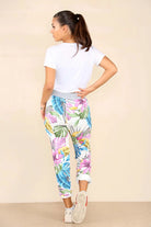 Italian Floral Print Drawstring Cotton Joggers Trouser WearAll