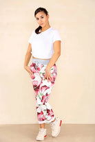 Italian Floral Print Drawstring Cotton Joggers Trouser WearAll