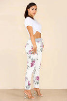 Plus Size Italian Floral Print Drawstring Cotton Joggers Trouser WearAll