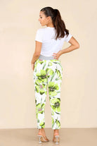 Plus Size Italian Floral Print Drawstring Cotton Joggers Trouser WearAll