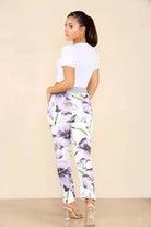 Plus Size Italian Floral Print Drawstring Cotton Joggers Trouser WearAll