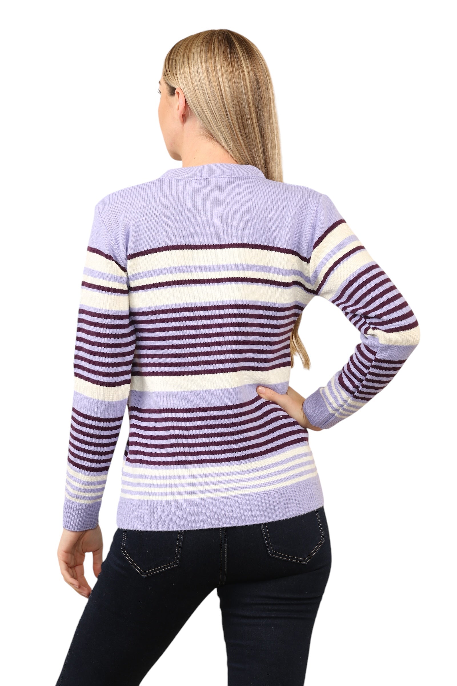 Jacquard Knitted Jumper Striped Sweater Top Jumper WearAll