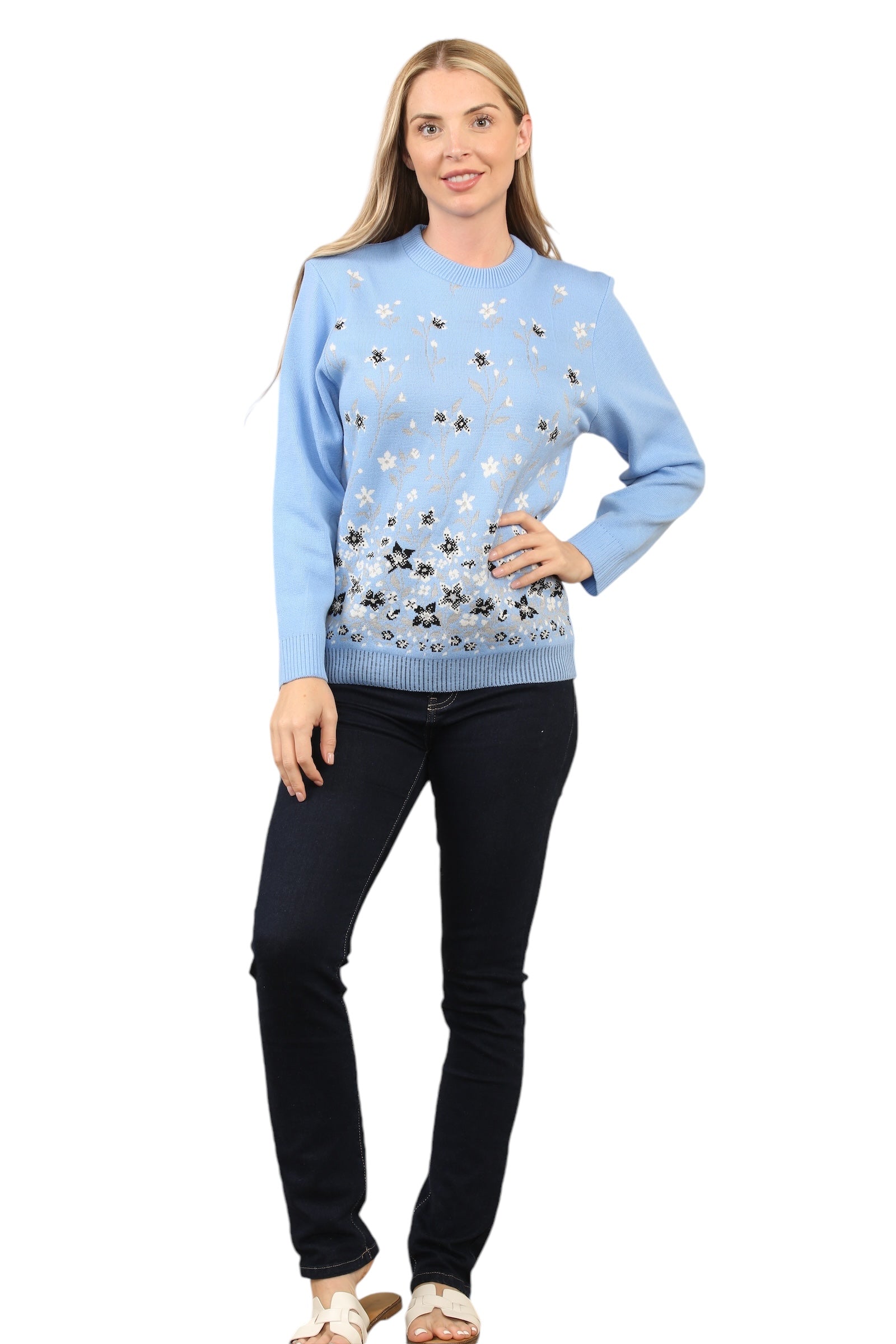 Knitted Floral Jumper Jacquard knit Sweater Jumper WearAll