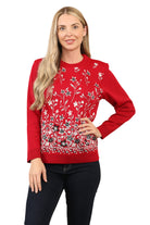 Knitted Floral Jumper Jacquard knit Sweater Jumper WearAll Red S/M