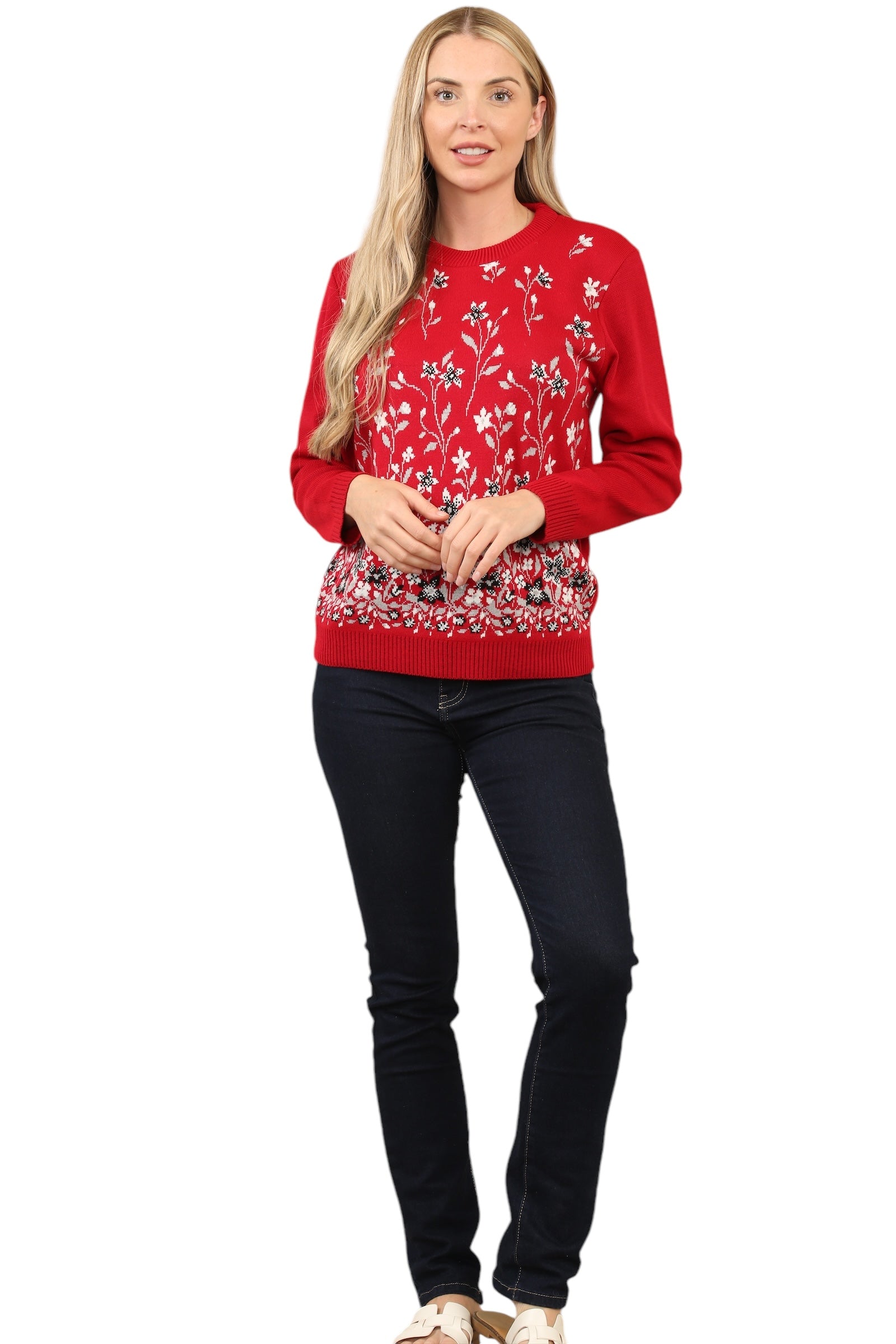 Knitted Floral Jumper Jacquard knit Sweater Jumper WearAll