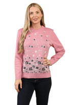 Knitted Floral Jumper Jacquard knit Sweater Jumper WearAll Dusty Pink S/M