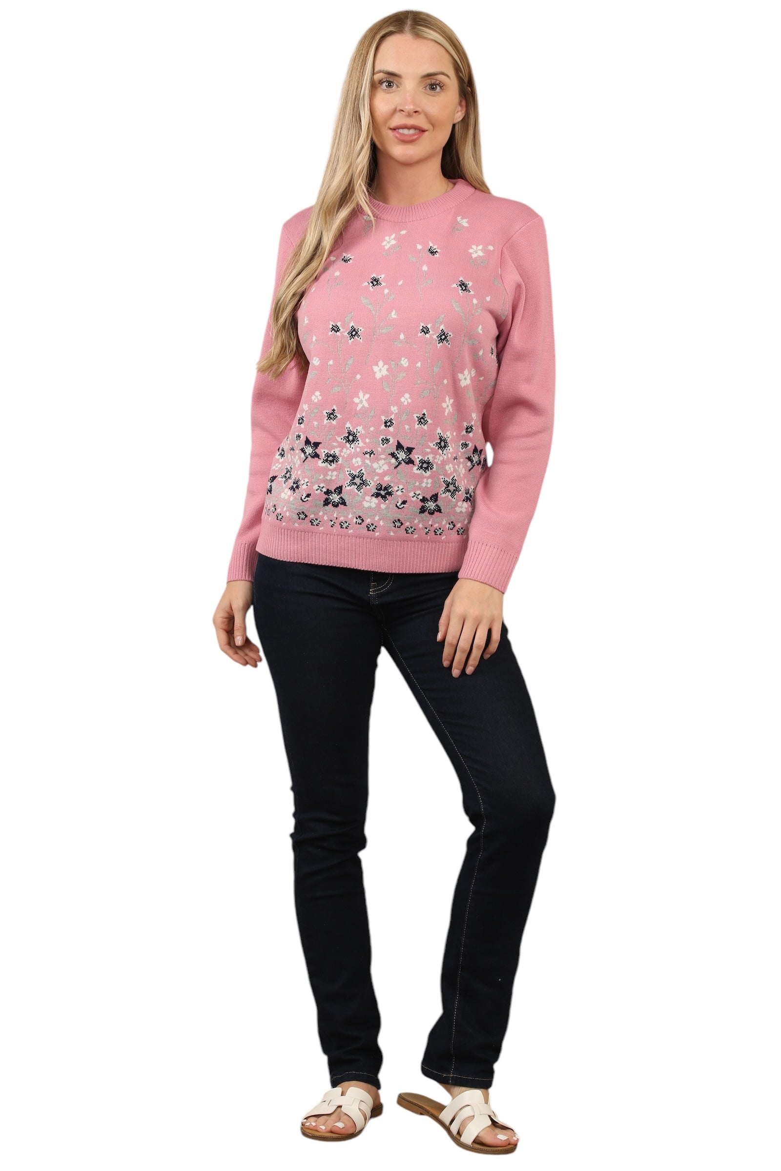 Knitted Floral Jumper Jacquard knit Sweater Jumper WearAll