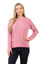 Cable Knitted Jumper Jumpers WearAll Dusty Pink XS