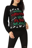 Merry Christmas Snowflake Jumper Tops WearAll Ya Filthy Muggal Black 8-10