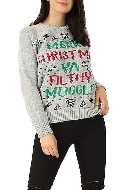 Merry Christmas Snowflake Jumper Tops WearAll Ya Filthy Muggal Grey 8-10