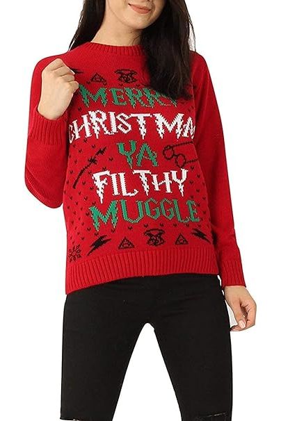 Merry Christmas Snowflake Jumper Tops WearAll Ya Filthy Muggal Red 8-10