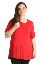 Scoop Neck Flared Ladies Plain Top Tops WearAll Red 14