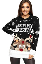 Merry Christmas Snowflake Jumper Tops WearAll Black 8-10