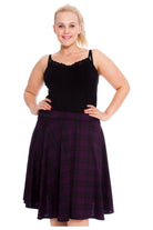 Tartan Flared Elastic Waist Skater Skirt Skirt WearAll Purple 14