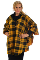 Faux Fur Collar Check Tartan Print Tops WearAll