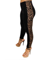 Plus Size Print Side Stripe High Waist Leggings Leggings WearAll 16-18 Brown Leopard