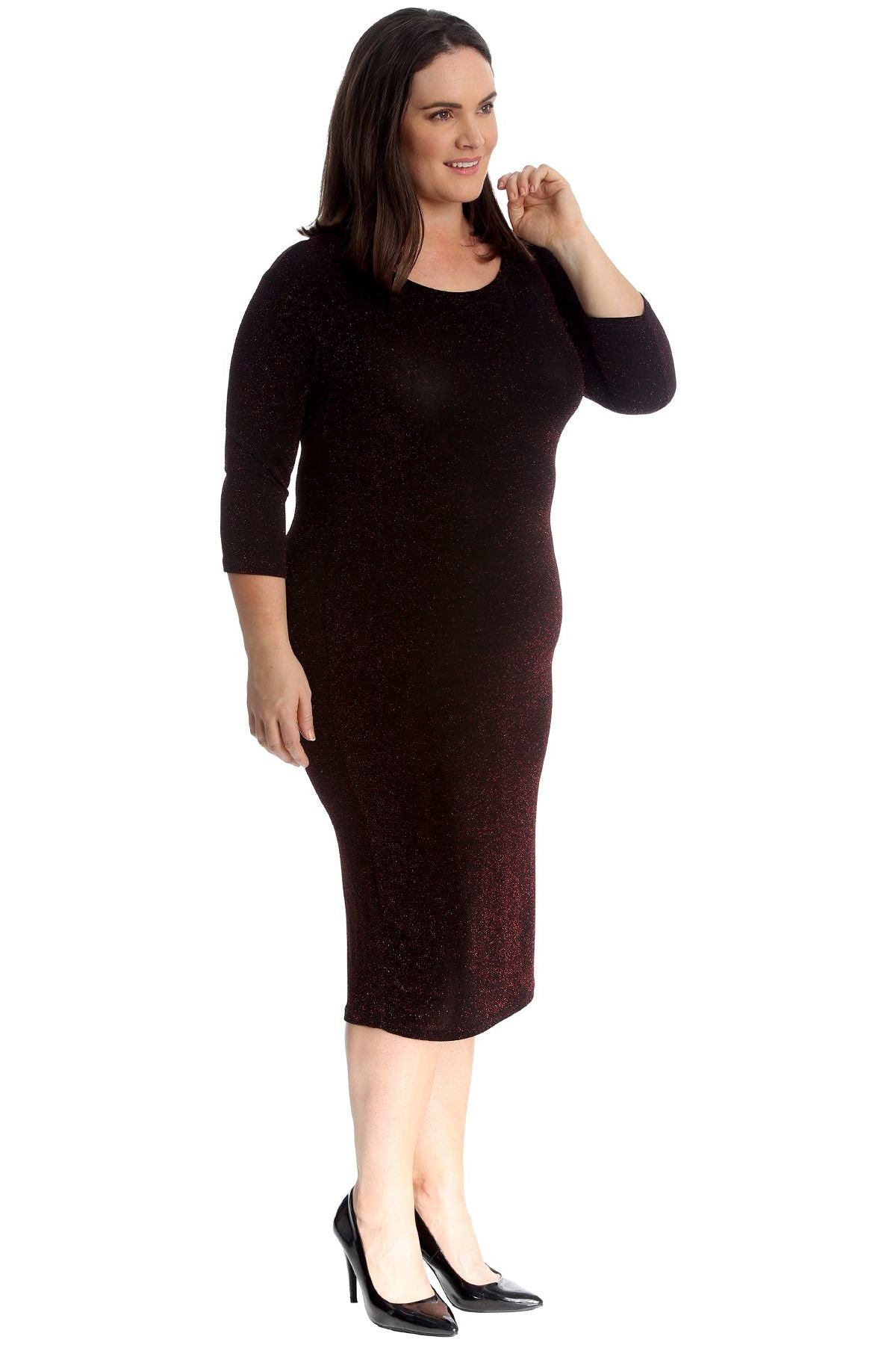 Plus Size Lurex Metallic Glitter Bodycon Dress Dress WearAll