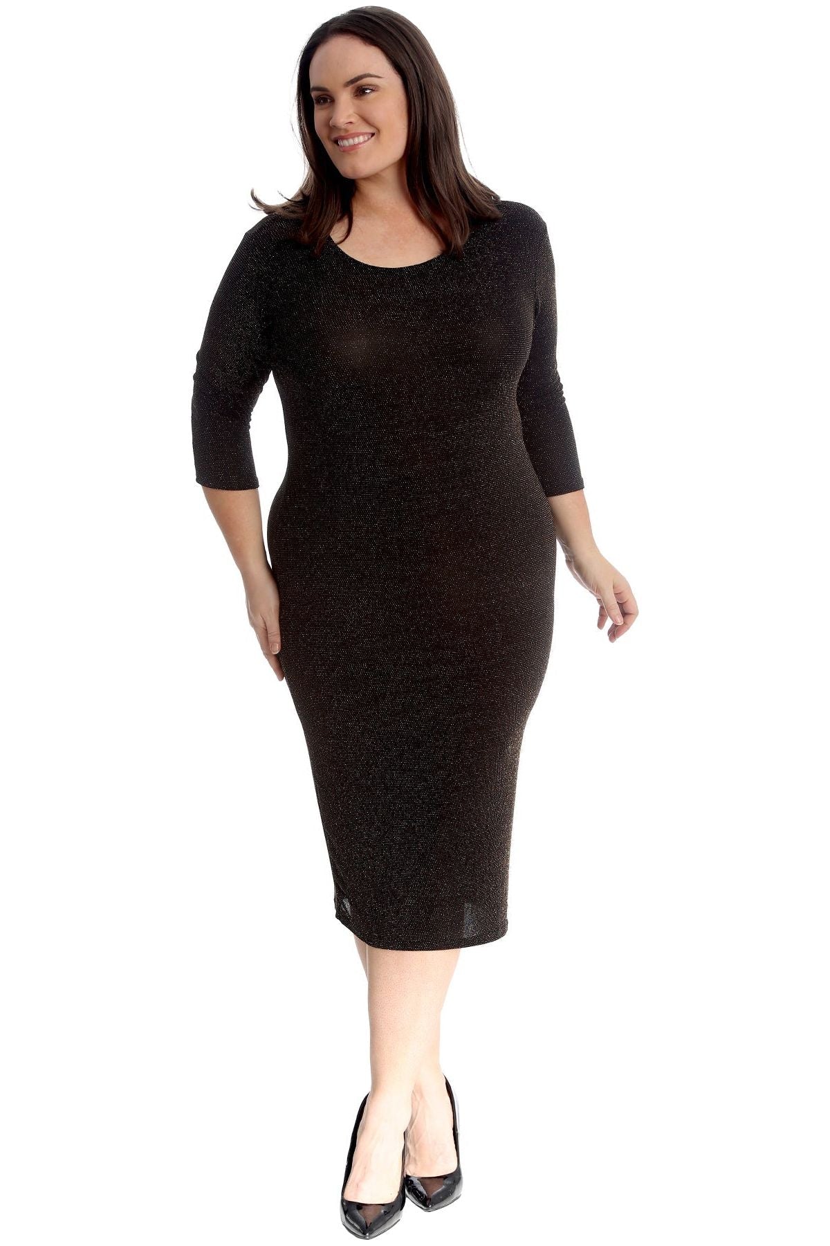 Plus Size Lurex Metallic Glitter Bodycon Dress Dress WearAll