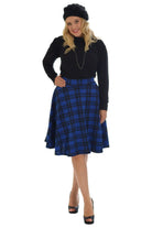 Tartan Flared Elastic Waist Skater Skirt Skirt WearAll Royal Blue 14