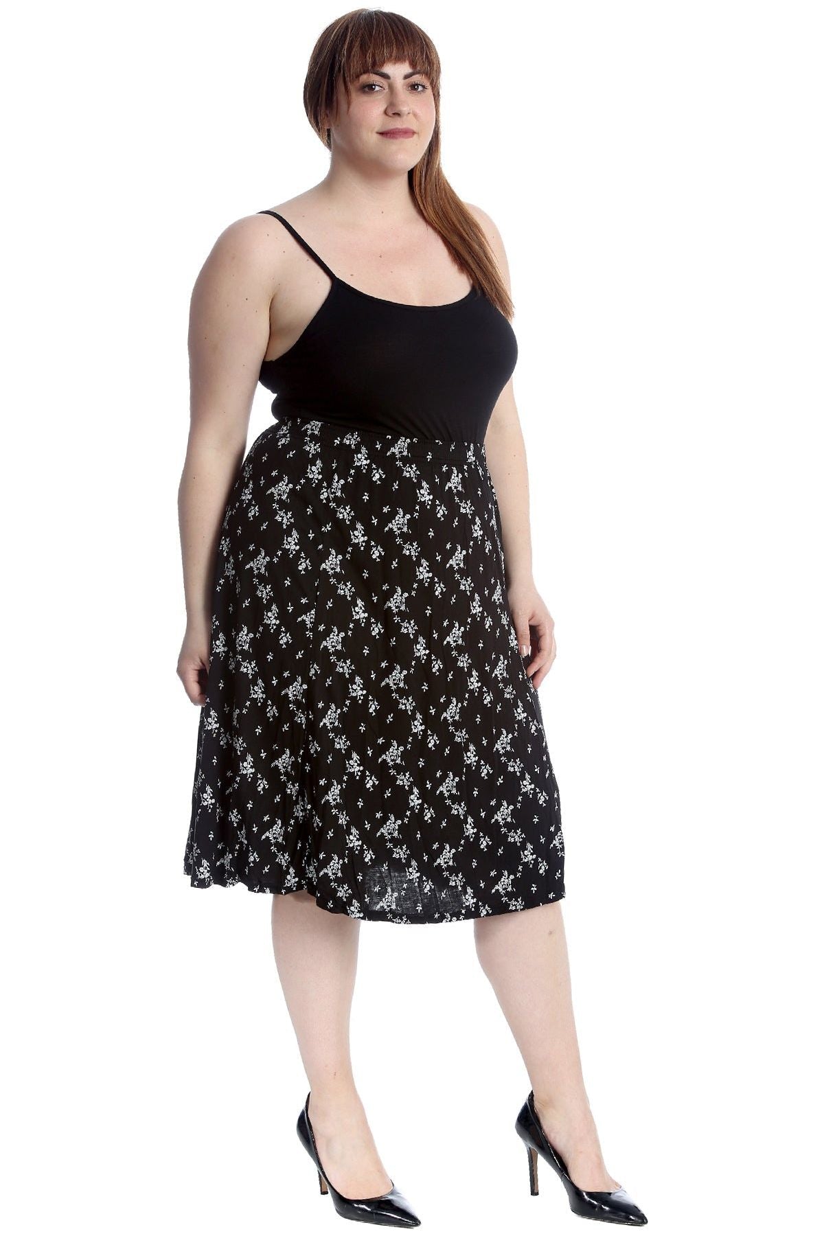 Plus Size Floral Print Midi Skirt Skirt WearAll