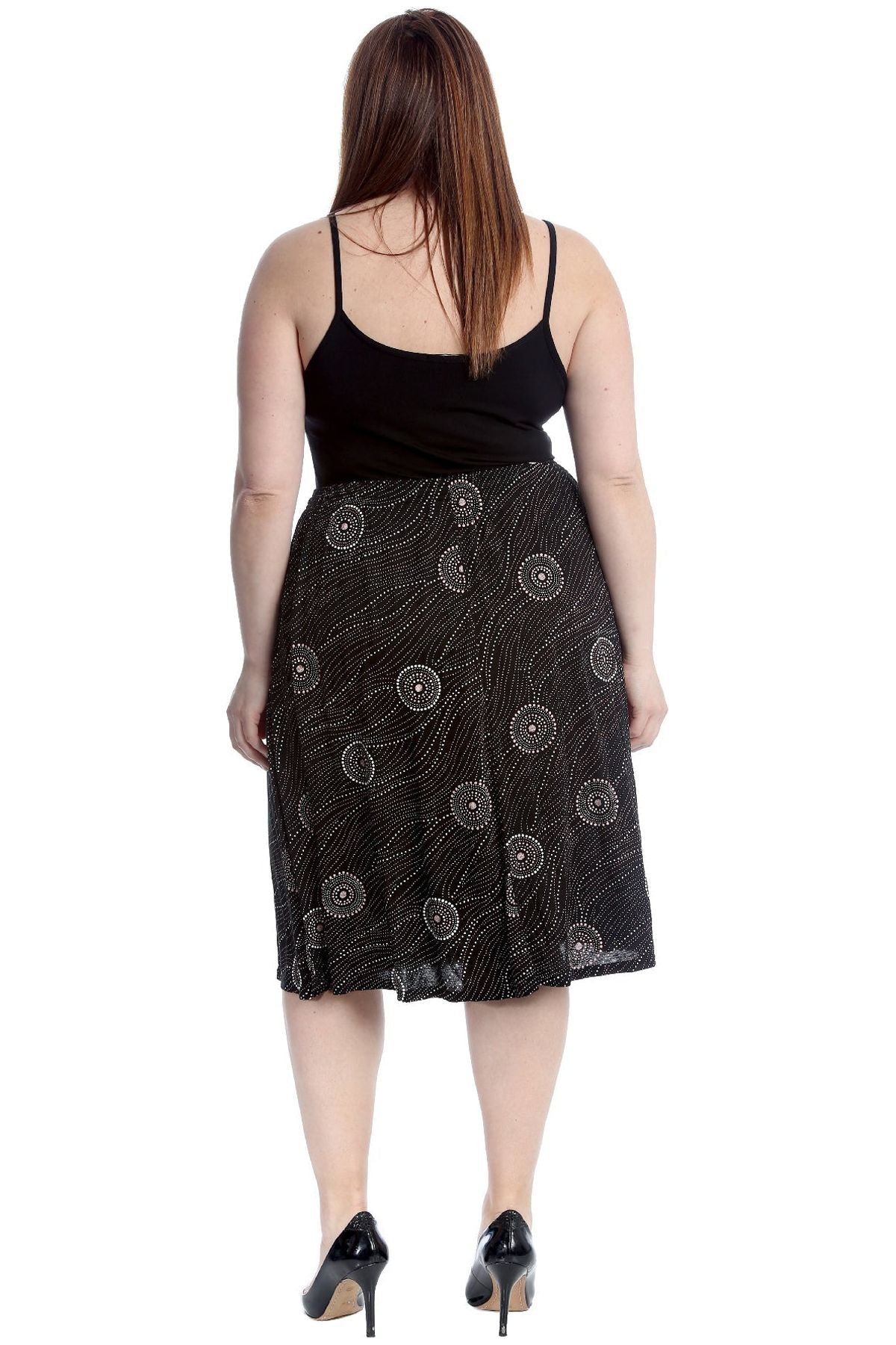 Plus Size Circle Print Midi Skirt Skirt WearAll