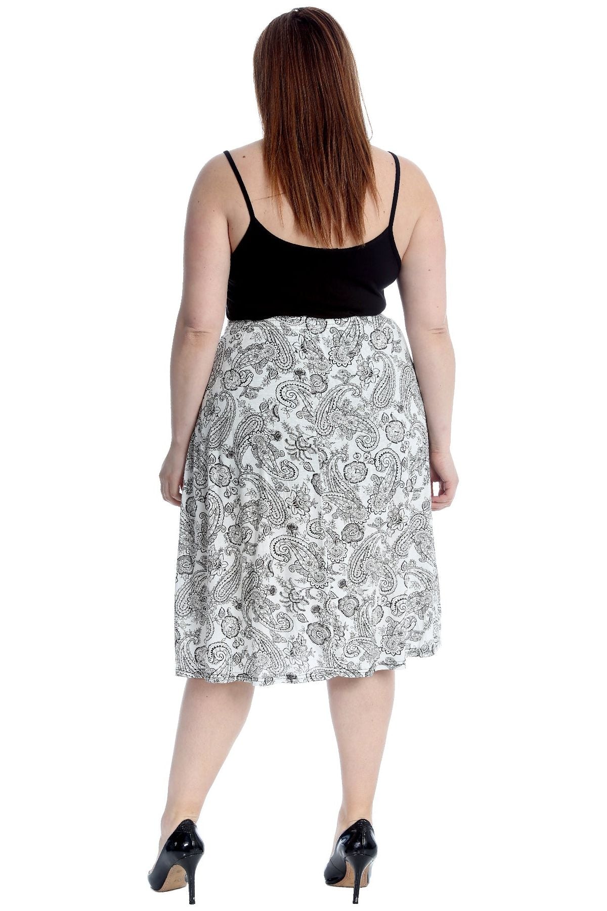 Plus Size Paisley Print Midi Skirt Skirt WearAll