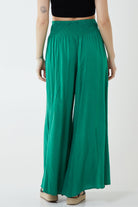 Shirred Deep Waist Band Wide Culottes TRS1 WearAll Jade One Size