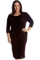 Plus Size Lurex Metallic Glitter Bodycon Dress Dress WearAll Purple 20