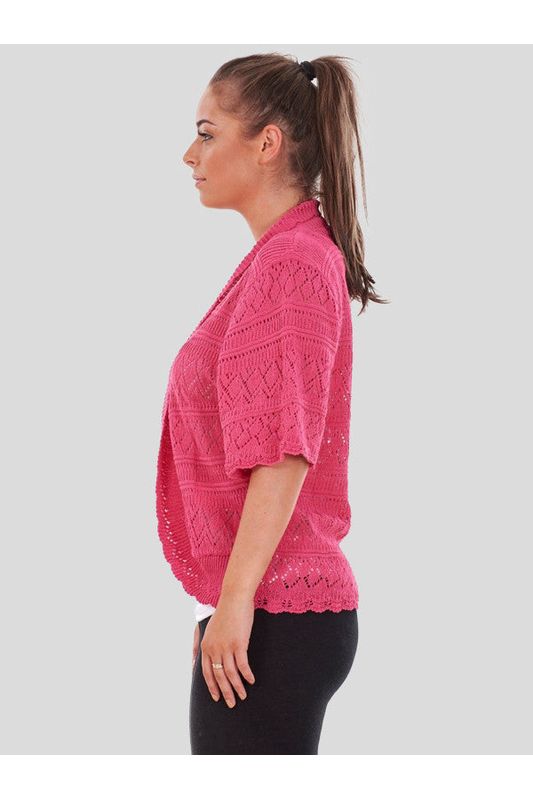 Plus Size Knitted Crochet Short Sleeve Shrug