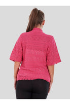 Plus Size Knitted Crochet Short Sleeve Shrug Tops WearAll