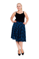 Tartan Flared Elastic Waist Skater Skirt Skirt WearAll