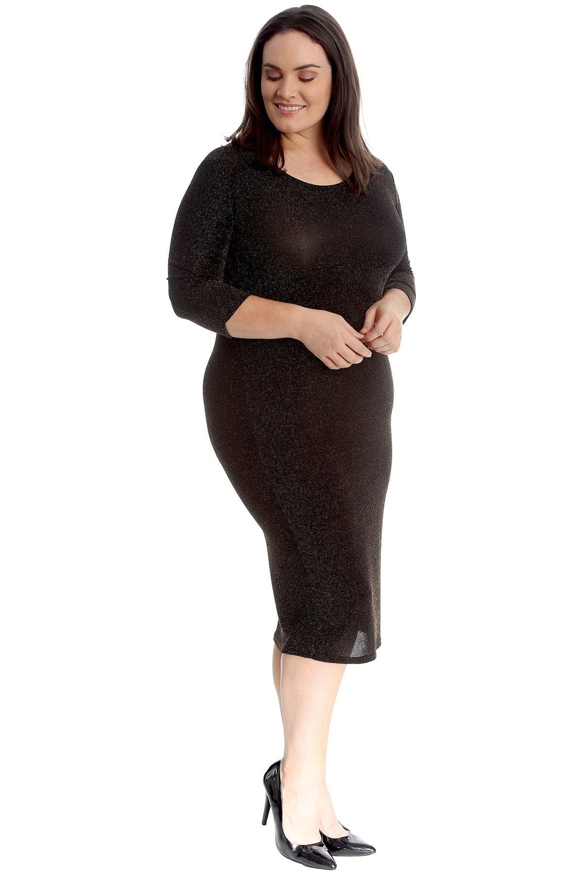 Plus Size Lurex Metallic Glitter Bodycon Dress Dress WearAll