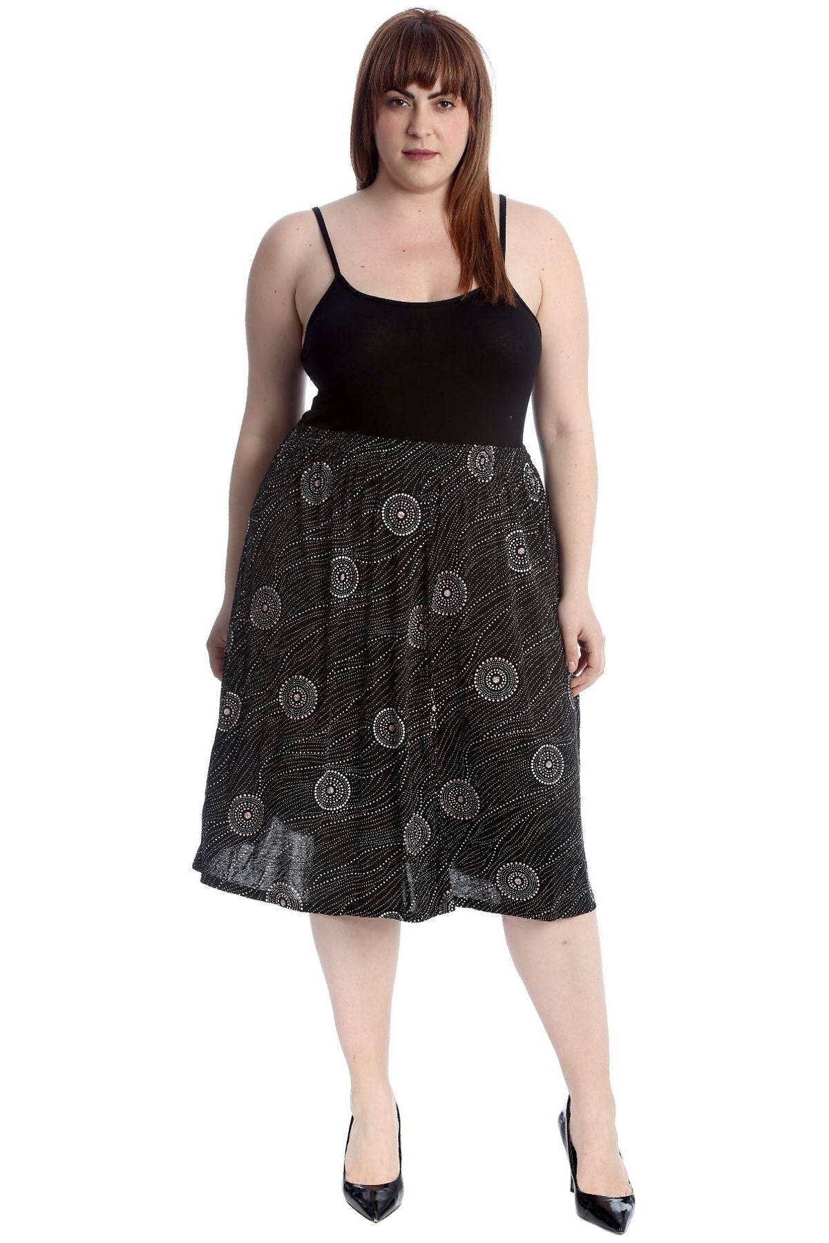 Plus Size Circle Print Midi Skirt Skirt WearAll