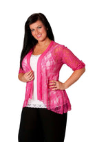 Lace Open Cardigan Top cardigan WearAll Cerise 14