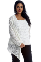 2 in 1 Sequin Floral Lace Cami & Cardigan cardigan WearAll Cream 14