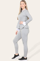 Peplum Frill Neck Suit Pleated Lounge Wear Set Loungewear WearAll