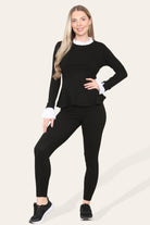 Peplum Frill Neck Suit Pleated Lounge Wear Set Loungewear WearAll