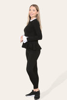 Peplum Frill Neck Suit Pleated Lounge Wear Set Loungewear WearAll