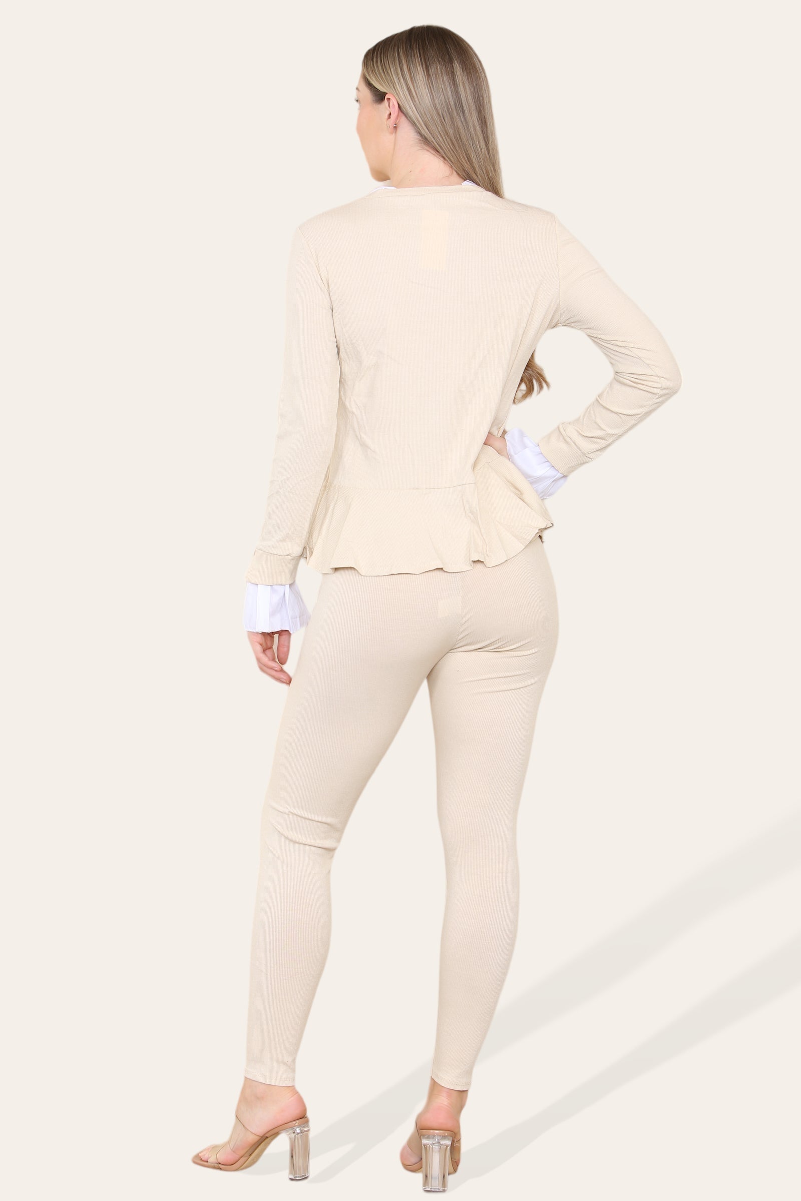 Peplum Frill Neck Suit Pleated Lounge Wear Set Loungewear WearAll