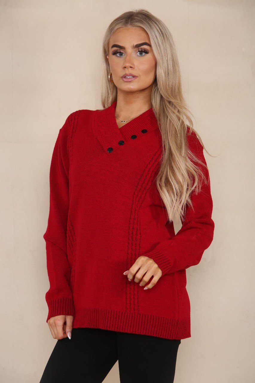 V Neck Cable Knitted Jumper Jumper WearAll