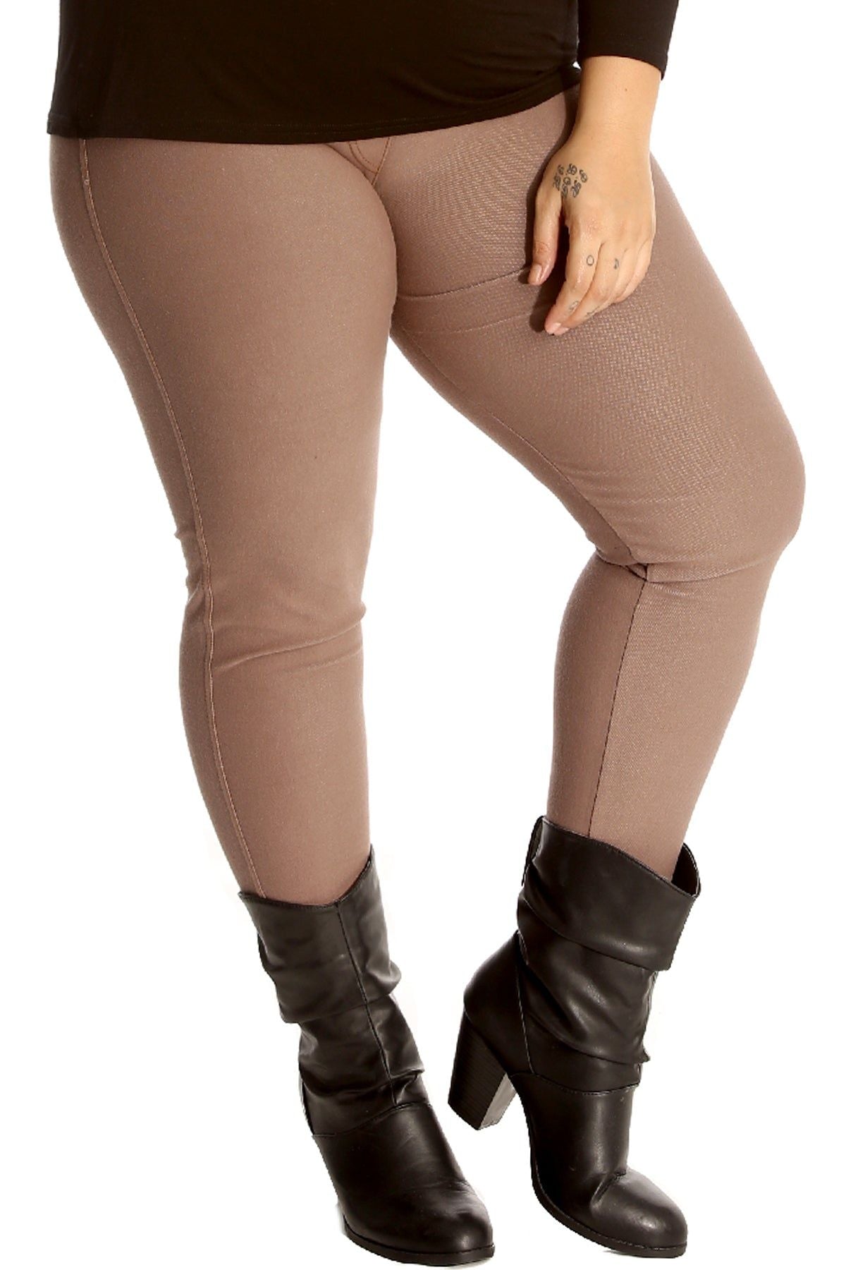 Jeggings Ankle Elasticated Leggings Tops WearAll Brown 14