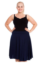 Flared Elastic Waist Skater Skirt Skirt WearAll Navy blue 14